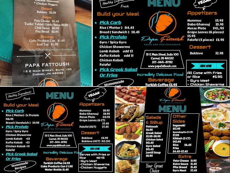 Papa Fattoush Restaurant Menu