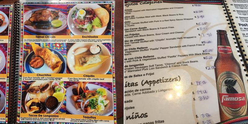Paseo Chapin Menu
