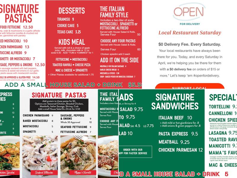 Pasta Express Menu