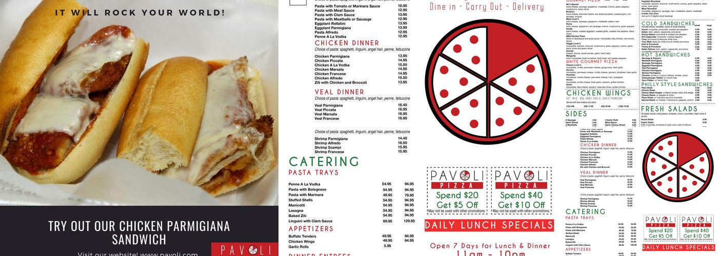 Pavoli Pizza Menu
