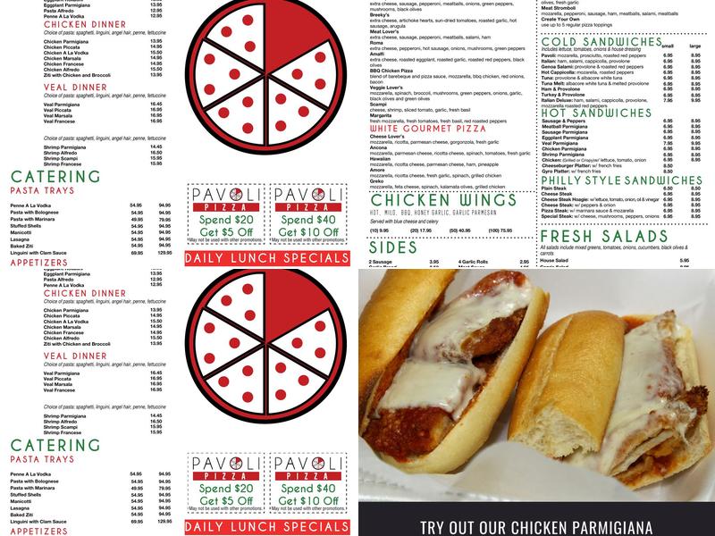 Pavoli Pizza Menu