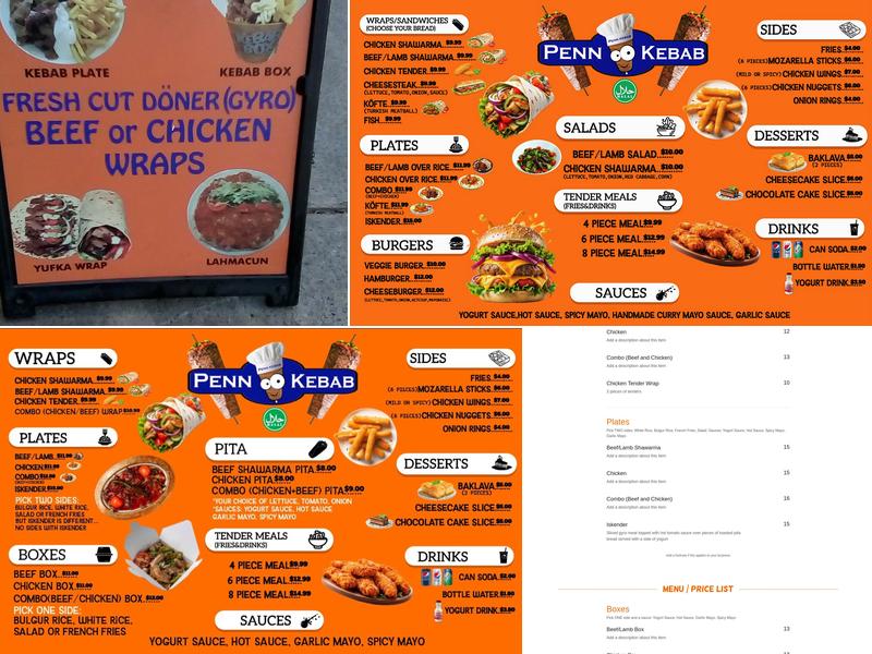 Penn Kebab Menu