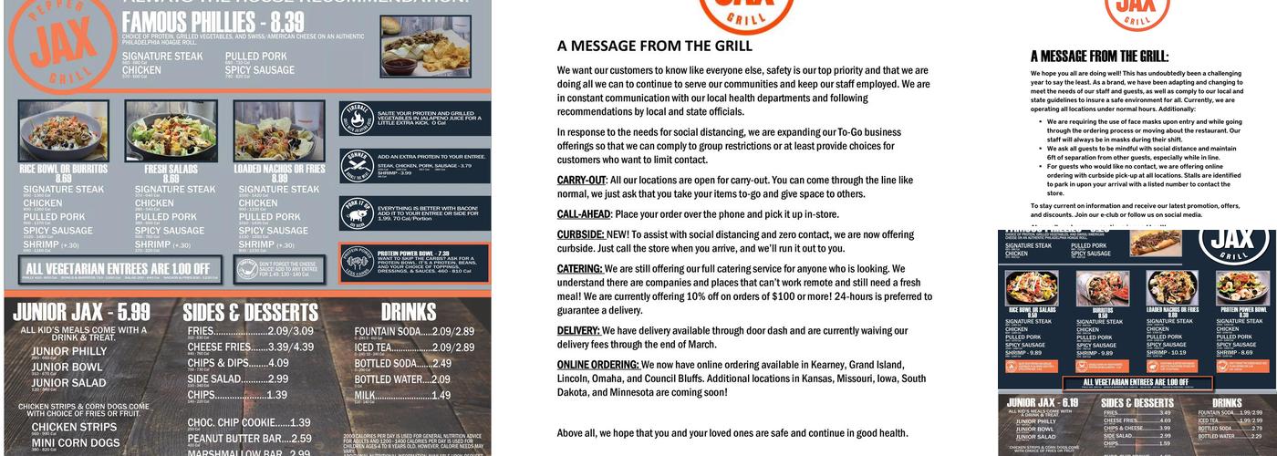 PepperJax Grill Menu