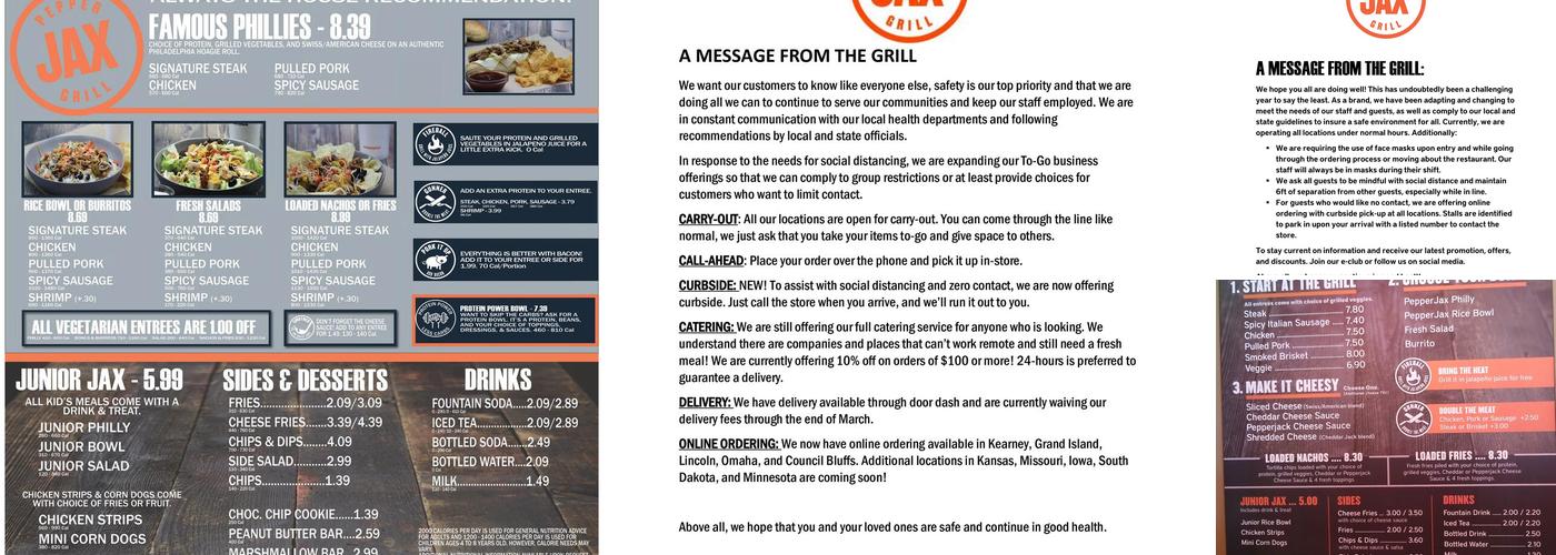 PepperJax Grill Menu