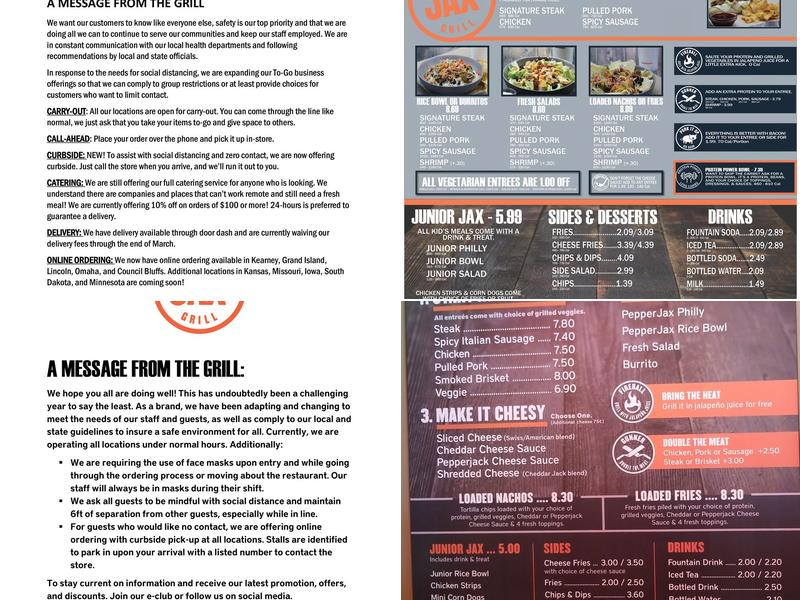 PepperJax Grill Menu