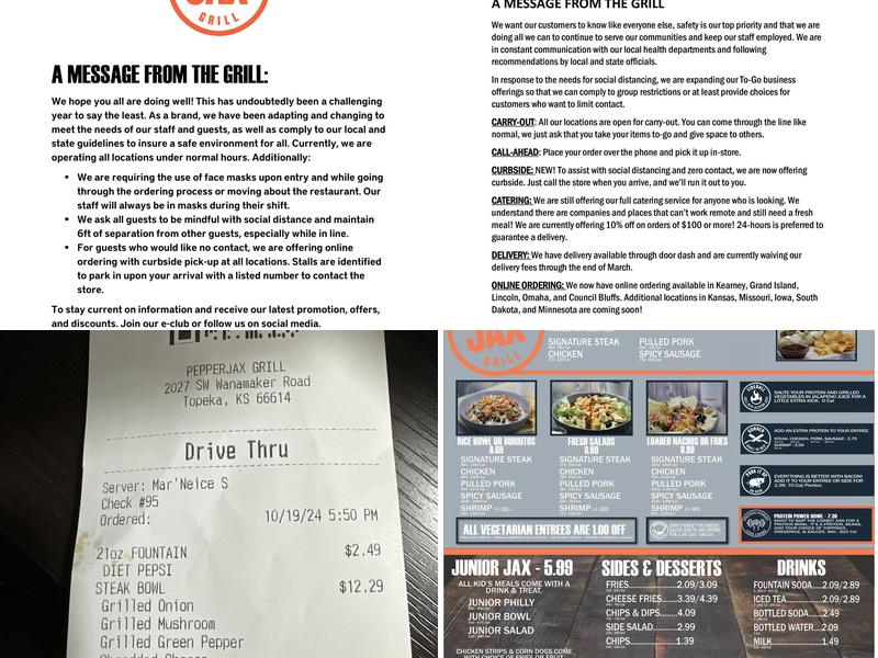 PepperJax Grill Menu