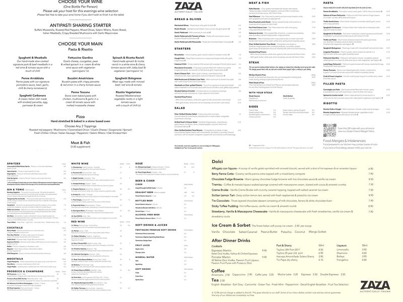 Zaza Menu