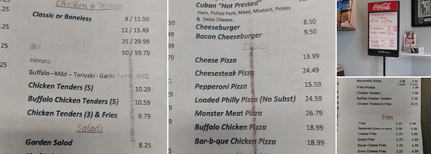 The Philly PitStop Menu