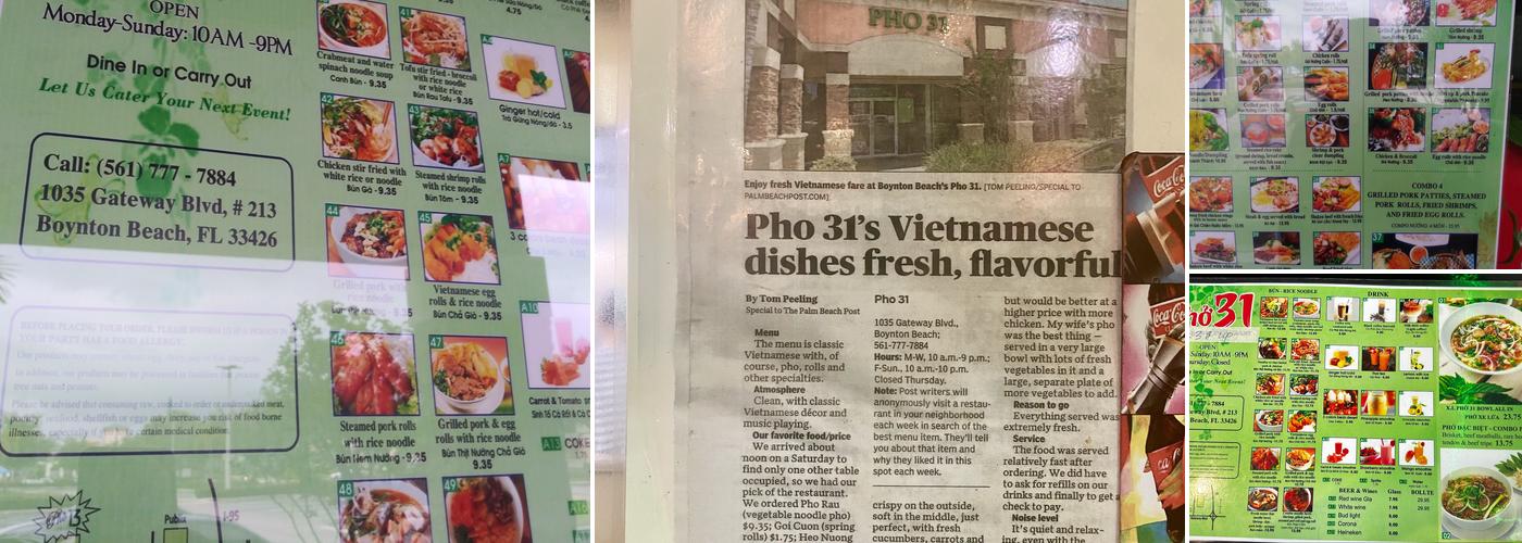 Pho 31 Menu