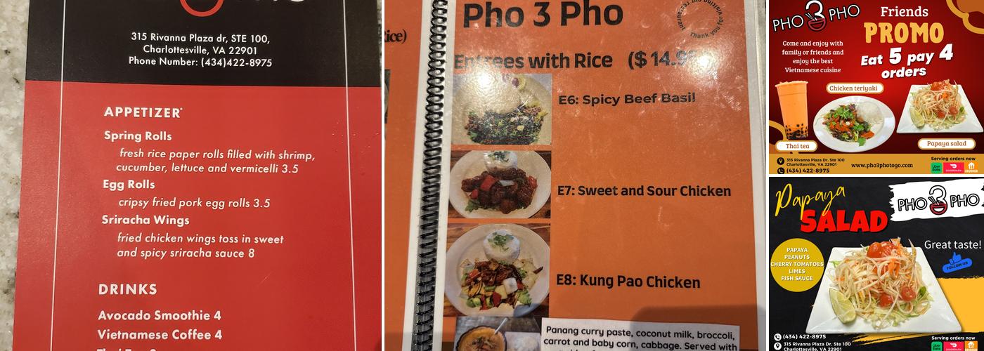 Pho 3 Pho Menu