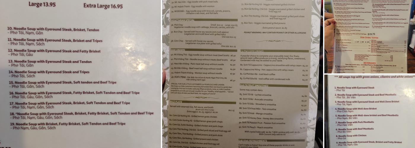 Pho 99 Menu