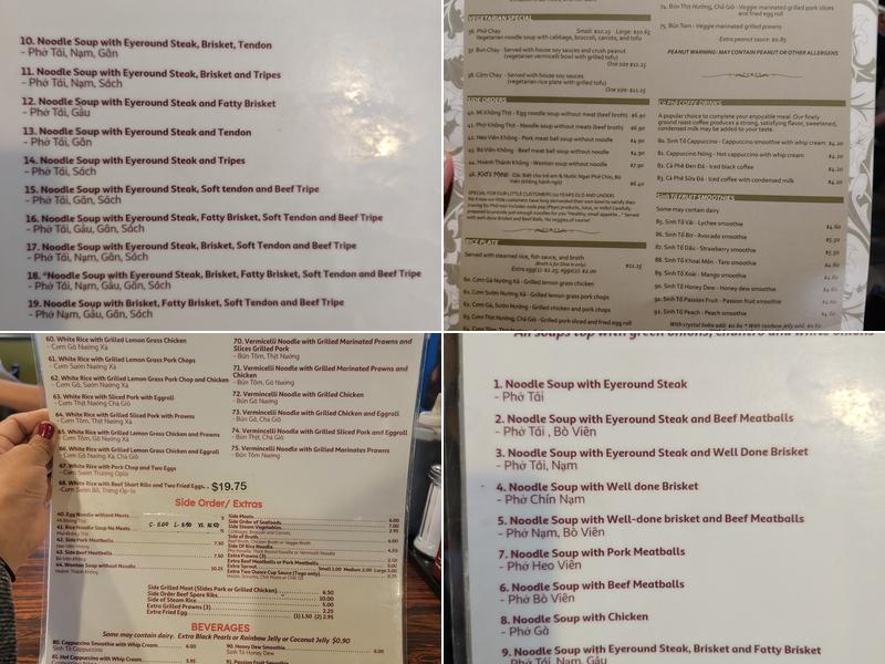 Pho 99 Menu