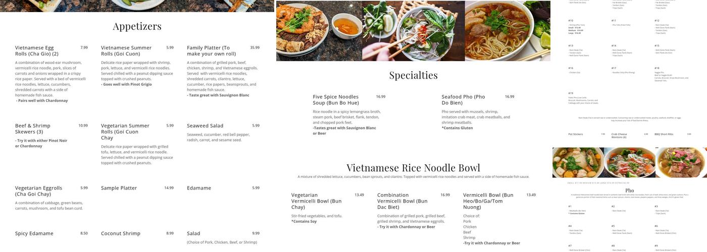 Pho99 Littleton Menu