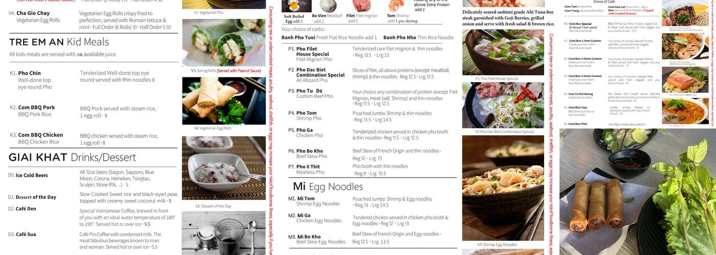 PHO Kitchen Menu
