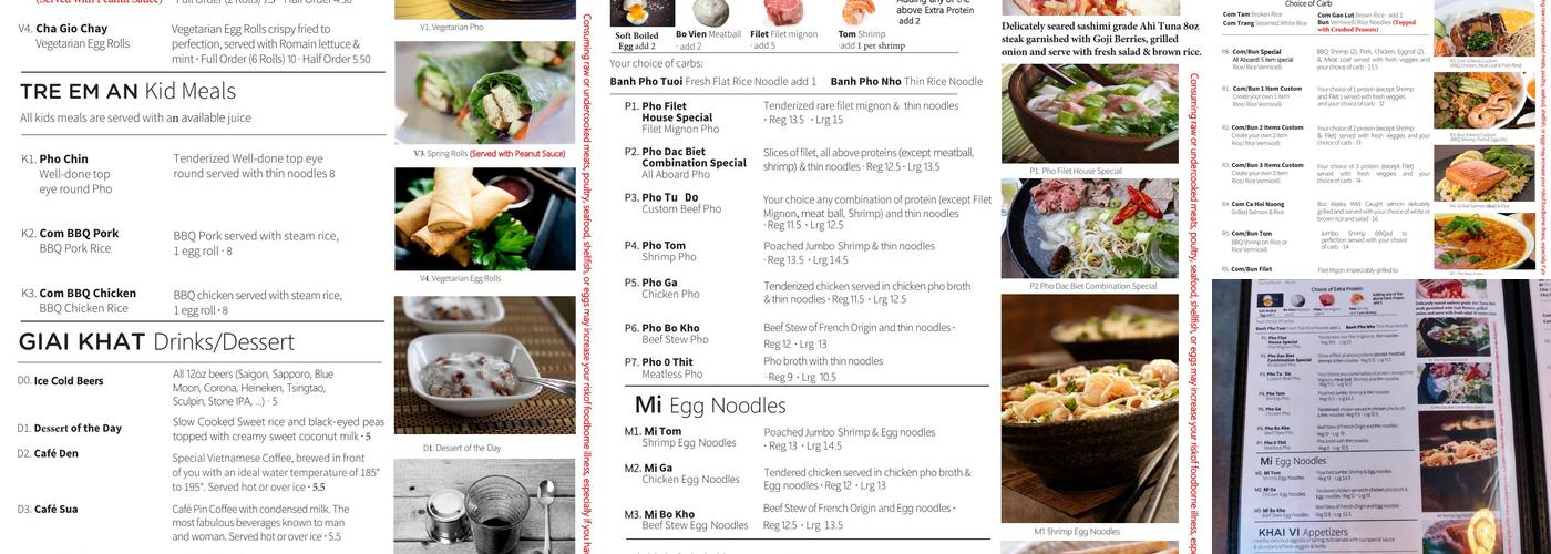 PHO Kitchen Menu