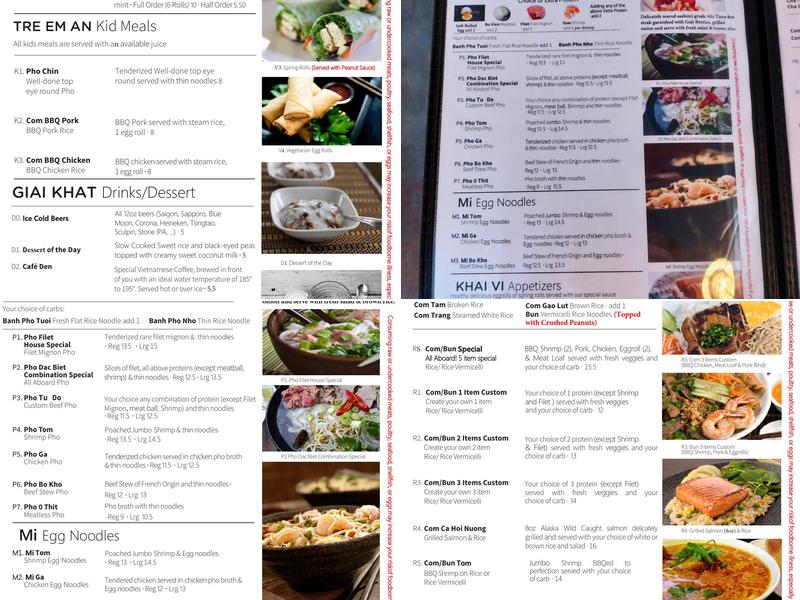 PHO Kitchen Menu