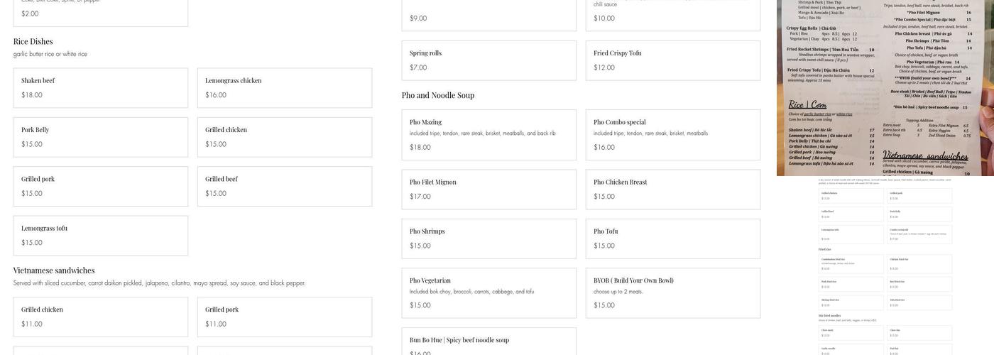 Pho Mazing Menu