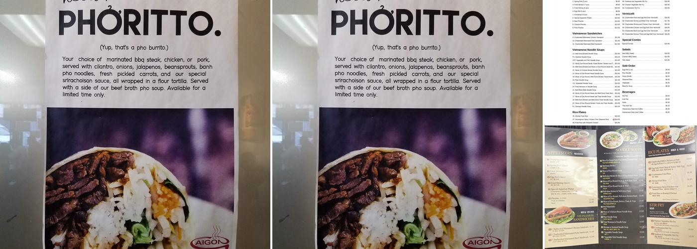 Phở Saigon Noodle & Grill Menu