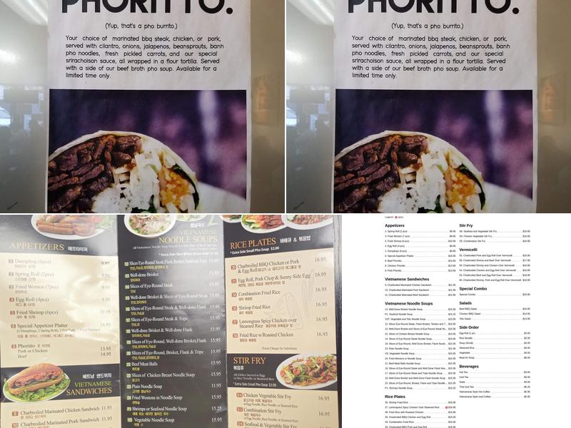 Phở Saigon Noodle & Grill Menu