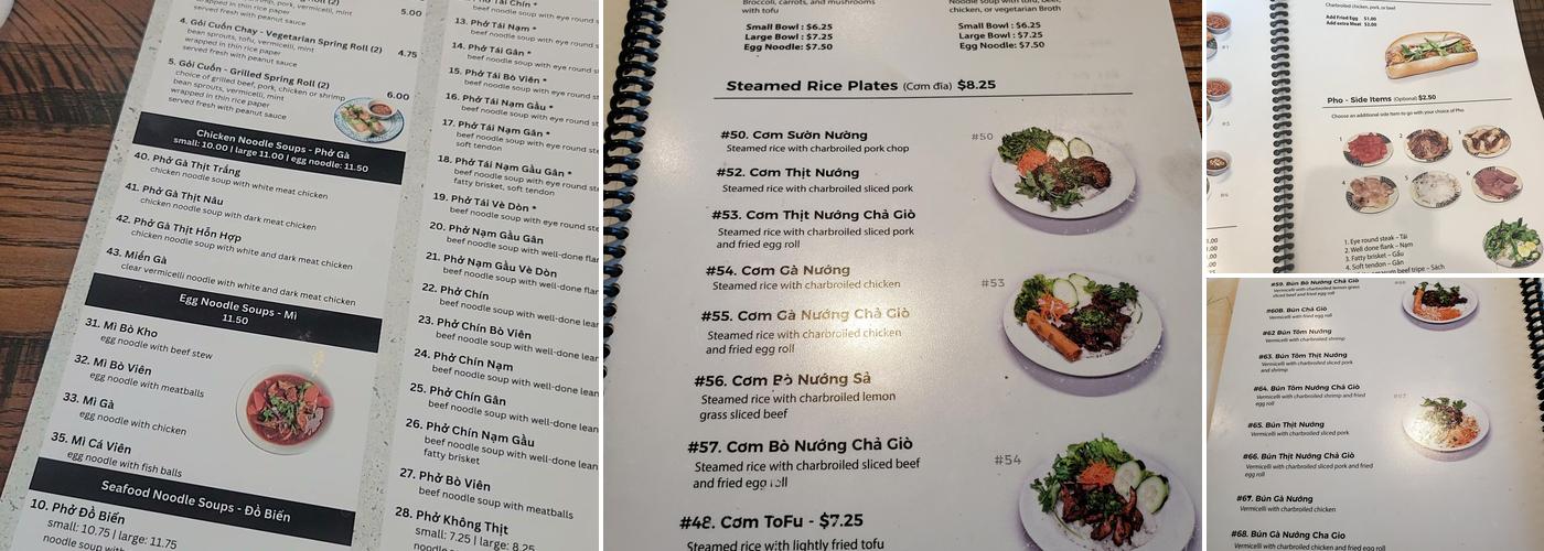 Pho Saigon Menu