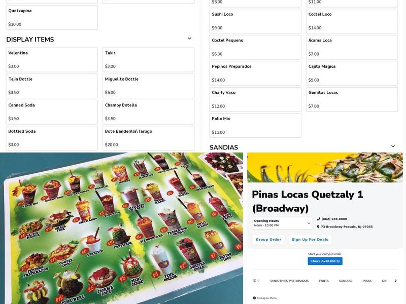 Pinas Locas Quetzaly Menu