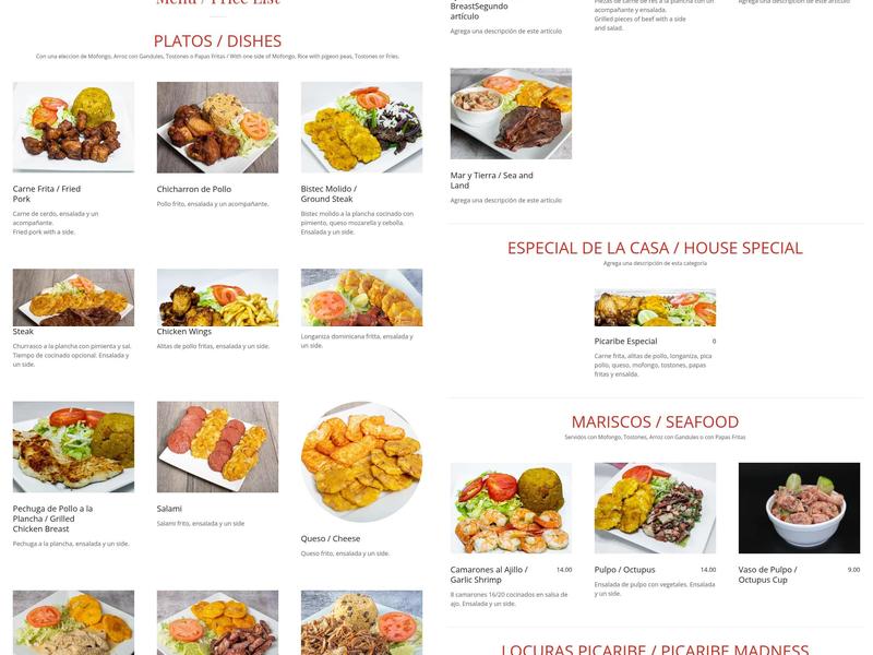 Picaribe 1 Menu