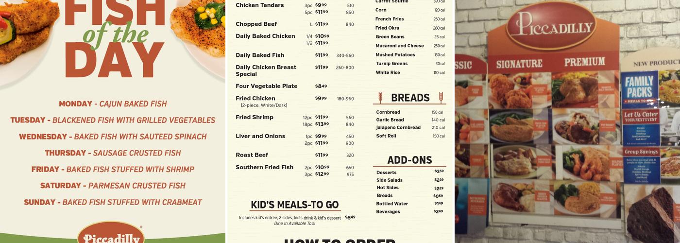 Piccadilly Restaurants Menu