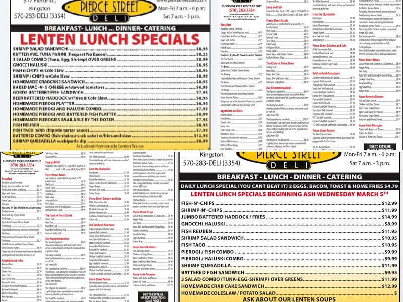 Pierce Street Deli Menu