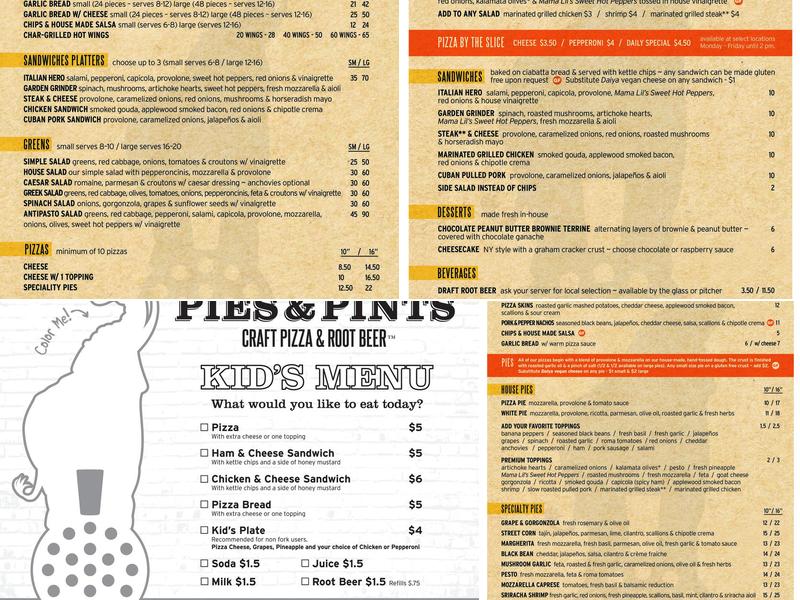 Pies And Pints Menu
