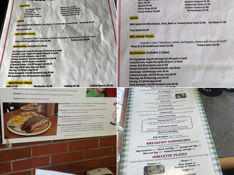 The Pig Bar-B-Q Menu