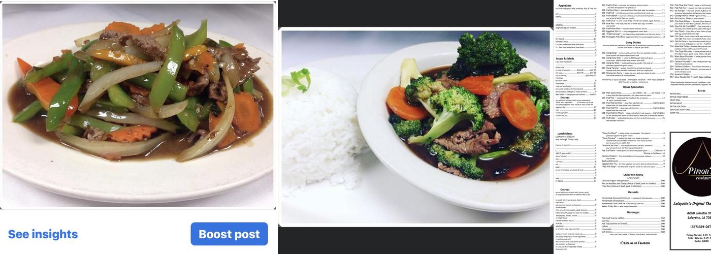 Pimon Thai Menu