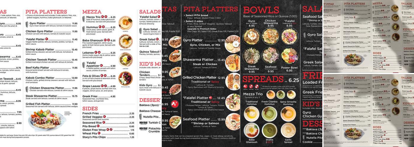 Pita Mediterranean Street Food Menu