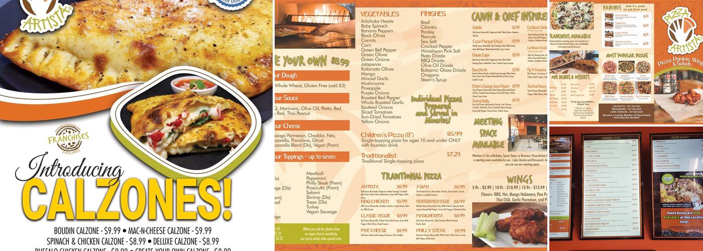 Pizza Artista Menu