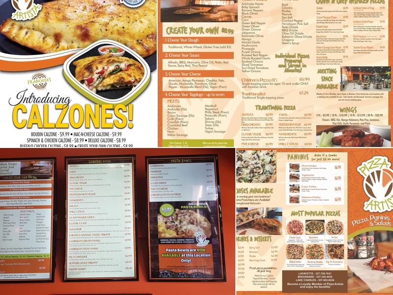 Pizza Artista Menu