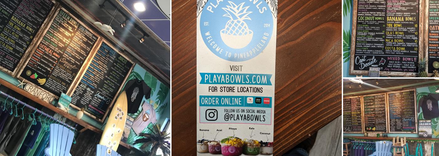 Playa Bowls Menu
