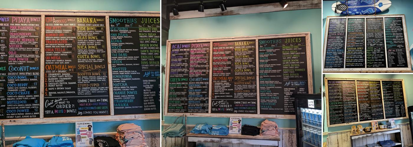 Playa Bowls Menu