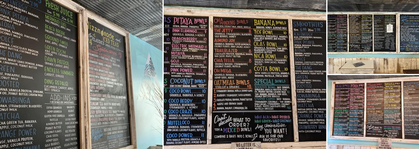 Playa Bowls Menu