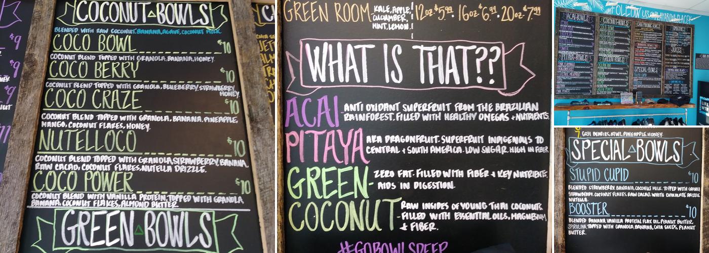 Playa Bowls Menu