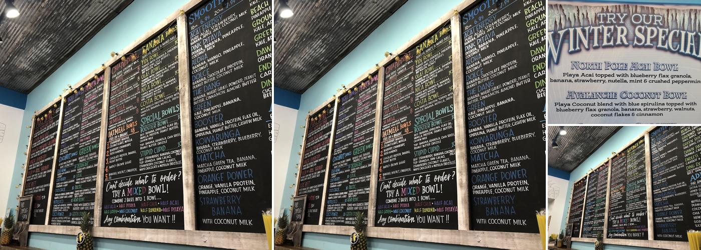 Playa Bowls Menu
