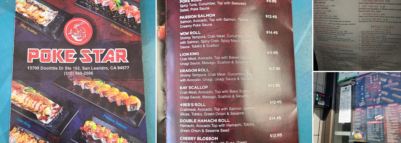 Poke star sushi Menu
