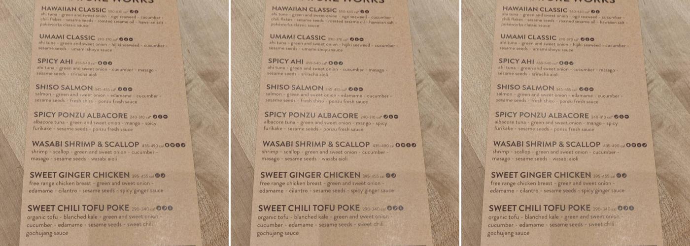 Pokeworks Menu
