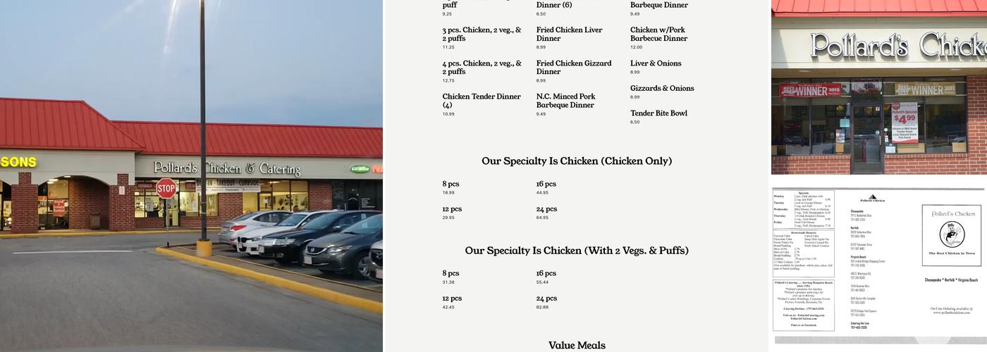 Pollard's Chicken at Battlefield Blvd. Menu