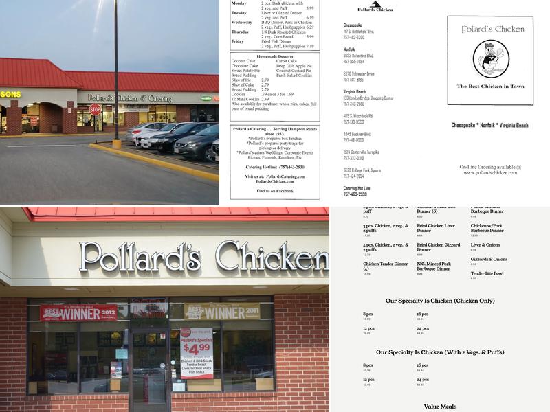 Pollard's Chicken at Battlefield Blvd. Menu