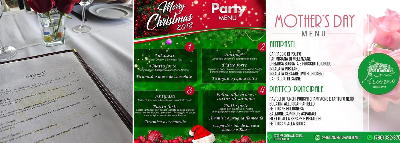 Positano Ristorante Menu