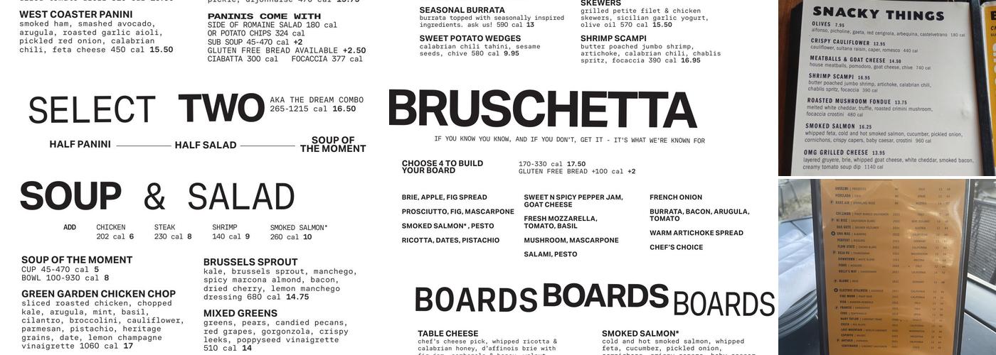 Postino Central Menu