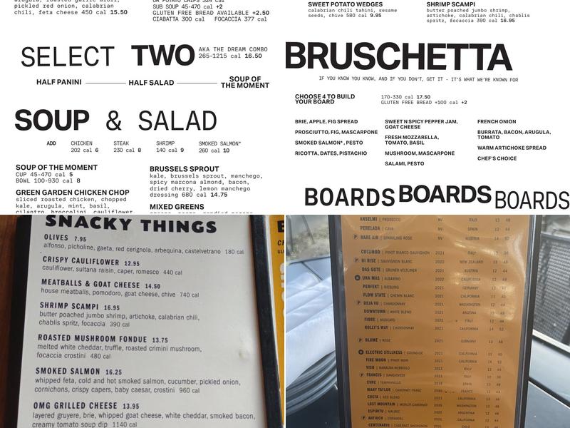 Postino Central Menu
