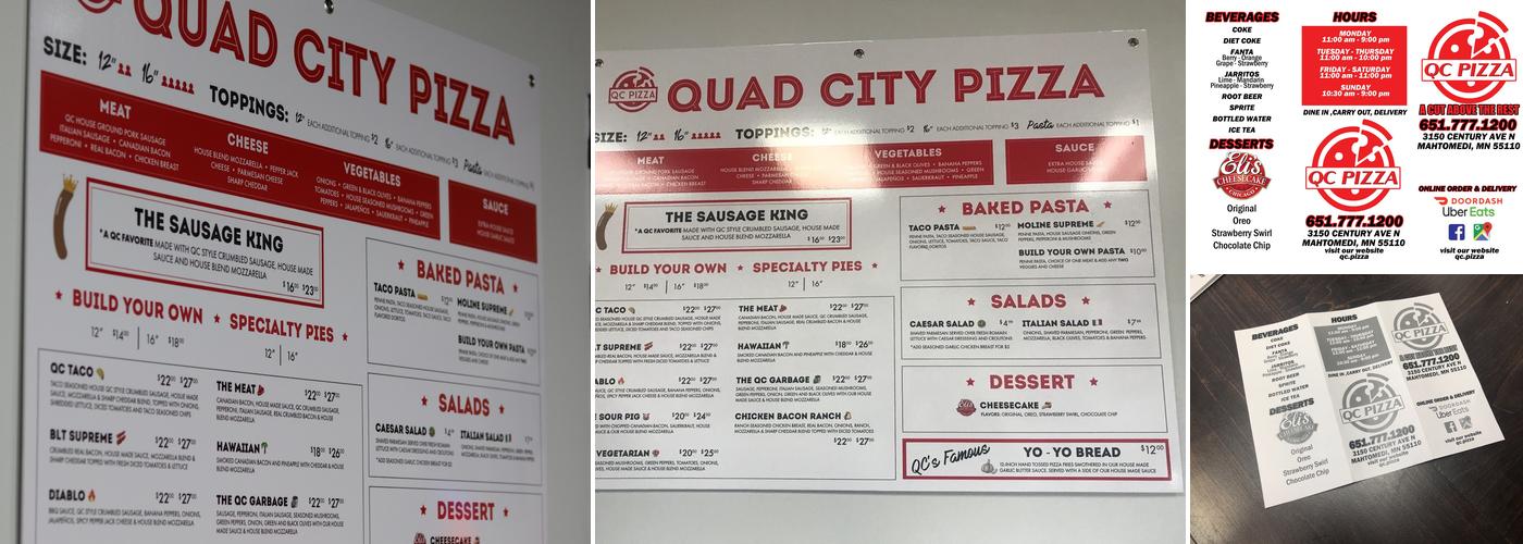 QC Pizza Menu