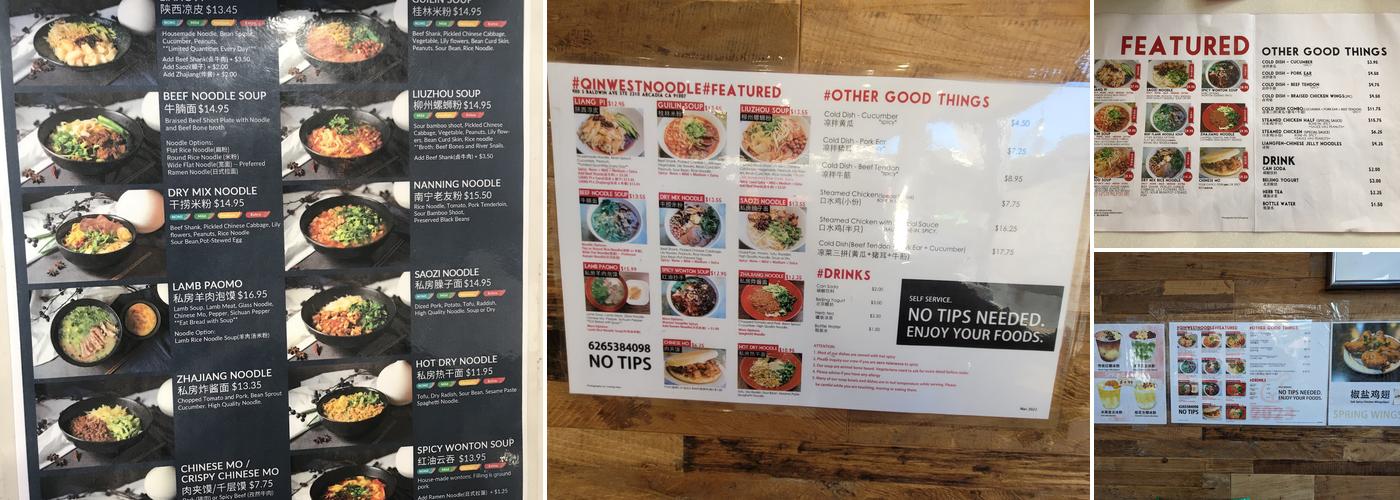 Qin West Noodle Menu