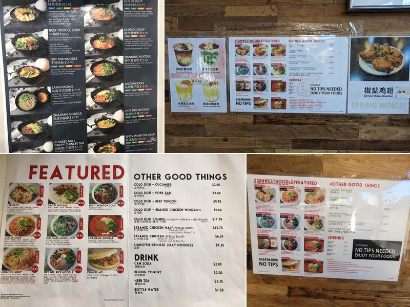 Qin West Noodle Menu