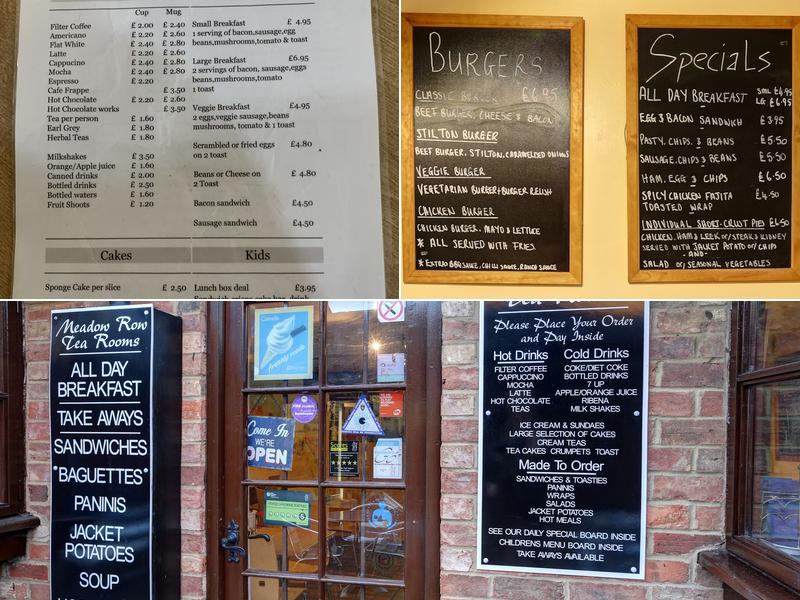 Meadow Row Tea Rooms & Blackhams China Menu